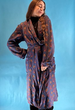 Vintage 1970s Paisley Printed Long Sleeve Midi Length Robe
