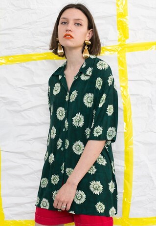 GREEN FLORAL DAISIES BLOUSE