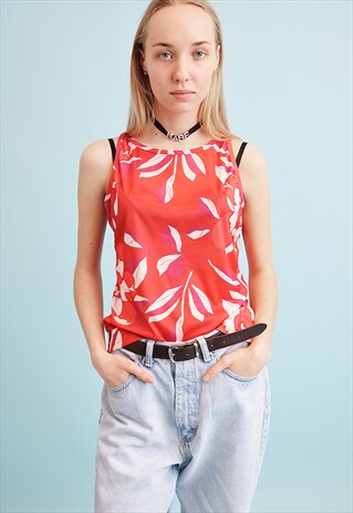 90'S RETRO FLORAL PRINT PARTY OVERSIZED MOMS TOP BLOUSE