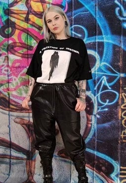 Faux leather joggers PU cropped snake overalls in black