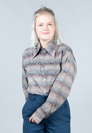 VINTAGE 70'S FLOWER PATTERN SHIRT BLOUSE