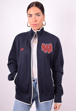 NIKE WOMENS VINTAGE TRACKSUIT TOP JACKET XL BLUE 90'S
