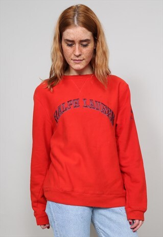 VINTAGE 90'S POLO RALPH LAUREN RED OVERSIZED SWEATER
