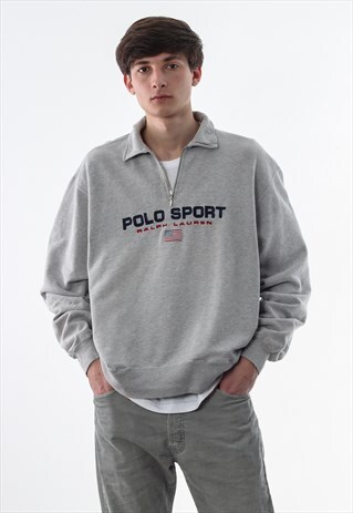 VINTAGE POLO SPORT RALPH LAUREN PULLOVER SWEATER 90S GREY