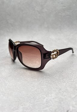 Gucci GG Sunglasses Authentic Brown Oversized Gold GG Bamboo