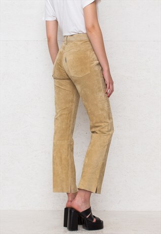 VINTAGE BROWN ENJOY SUEDE LEATHER TROUSERS BOTTOMS