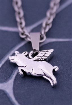 CRW Silver Flying Pig Necklace 