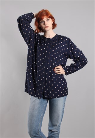 VINTAGE 80S GEOMETRIC PATTERNED OVERSIZE BLOUSE