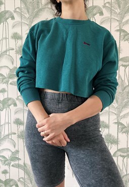 SLAZENGER Vintage Reworked Crop Jumper Sweater Sweatshirt