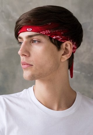 SET OF 3 COLOUR BANDANAS BLACK RED WHITE PAISLEY BANDANA