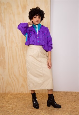 VINTAGE LEATHER SKIRT IN BEIGE