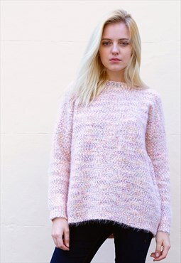 Mohair Effect Jumper in Pink