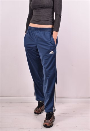 ADIDAS WOMENS VINTAGE TRACKSUIT TROUSERS W30 L28 BLUE 90S