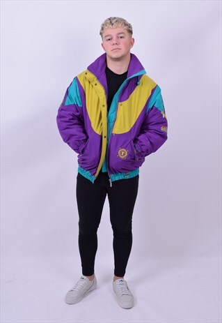 VINTAGE 90'S CRAZY PRINT SKI WINDBREAKER JACKET SIZE LARGE