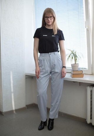 VINTAGE 80'S LIGHT BLUE HIGH WAISTED CARROT TROUSERS