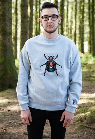 NEON ORANGE BEETLE EMBROIDERED SWEATSHIRT
