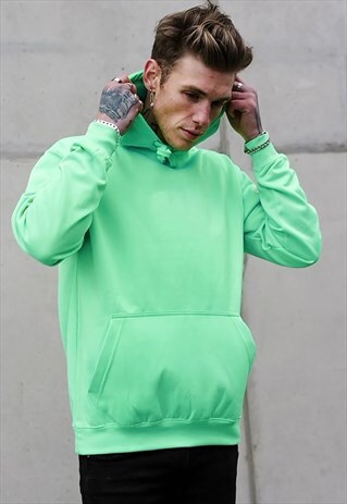ESSENTIAL BLANK PULLOVER HOODY - SPRING GREEN BLUE