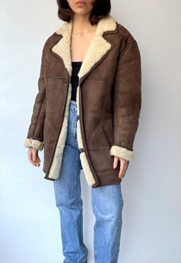 Vintage Brown Shearling Coat