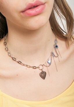 Reworked Necklace Y2K Handmade Vintage Heart Jewellery