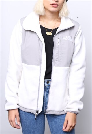 VINTAGE THE NORTH FACE WHITE GREY FLEECE JACKET