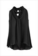 TIE DETAIL SLEEVELESS TOP BLACK