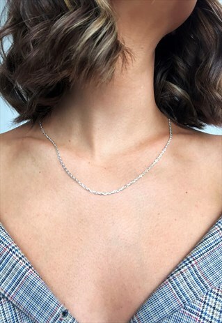 WOMEN'S 16" ESSENTIAL CURB NECKLACE CHAIN - SILVER