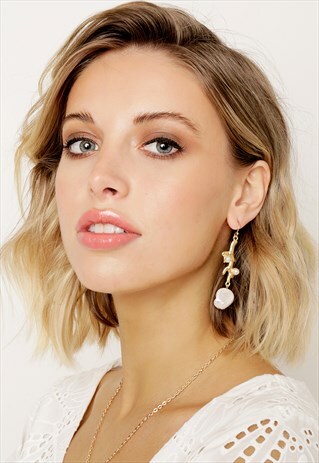 CORAL DROP EARRINGS WITH CULTURED PEARL