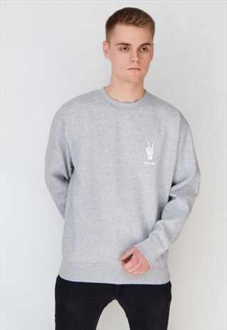 GREY PEACE OUT (WHITE) SWEATSHIRT