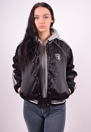 NFL WOMENS VINTAGE RAIDER JACKET MEDIUM BLACK 90'S
