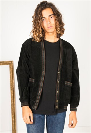 VINTAGE 80S WINTER BOMBER SUEDE JACKET / R0057
