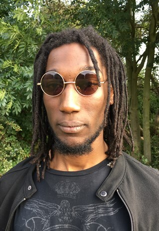 BROWN LENS ROUND CIRCLE SUNGLASSES