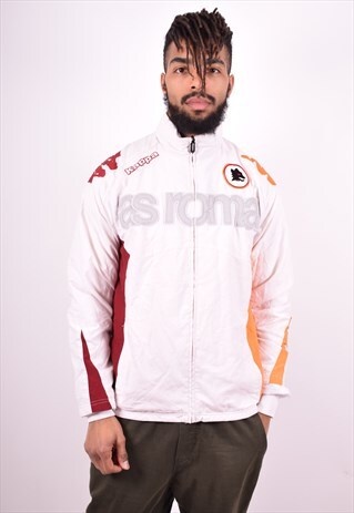 KAPPA MENS VINTAGE TRACKSUIT TOP JACKET LARGE WHITE 90'S