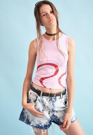 COOL VINTAGE 90'S RETRO ABSTRACT PRINT FESTIVAL TANK TOP