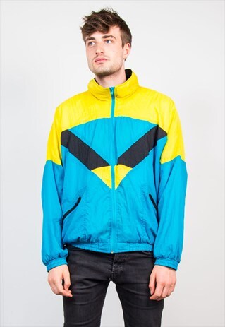 VINTAGE 90'S COLOURBLOCK SHELL TRACKSUIT JACKET