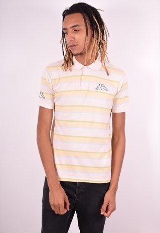 KAPPA MENS VINTAGE POLO SHIRT MEDIUM MULTI STRIPES 90S