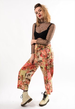 VINTAGE FESTIVAL SUMMER PATTERNED TROUSERS.