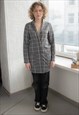 Vintage 90's Grey Long Fit Checked Blazer