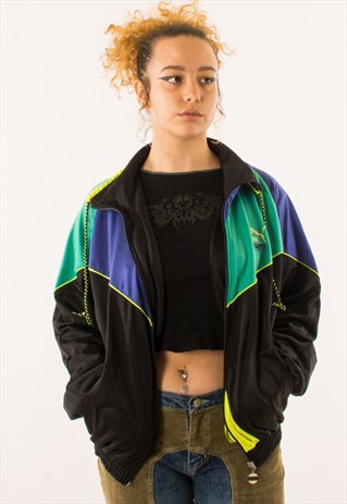 VINTAGE 90S PUMA FULL ZIP COLOUR BLOCK TRACK TOP