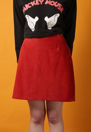 ROKIT RECYCLED RED SUEDE SKIRT