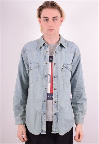 MENS DENIM SHIRT MEDIUM BLUE 90S
