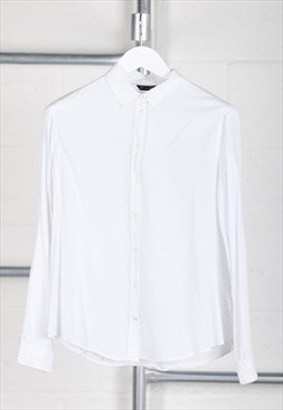 Vintage Massimo Dutti Shirt in White Polka Dot Blouse Small