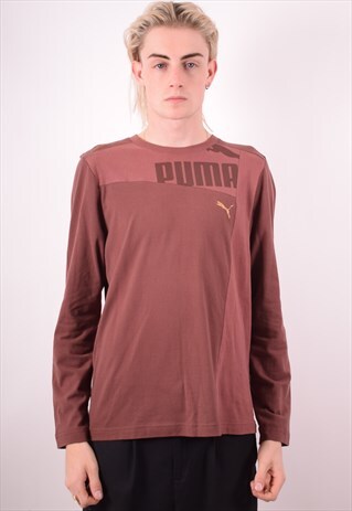 PUMA MENS VINTAGE TOP LONG SLEEVE MEDIUM BROWN 90S