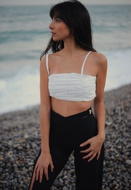 Black Cotton Pants with Slit