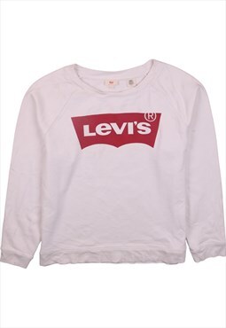 Vintage 90's Levi's Sweatshirt Spellout Crew Neck White Adid