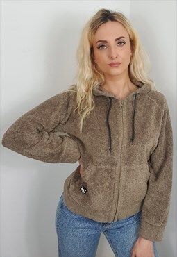 Vintage Lee Teddy Fleece Full Zip Brown Hoodie