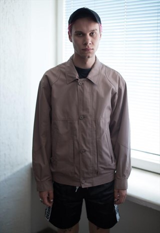 VINTAGE 80'S BROWN MINIMAL BOMBER JACKET