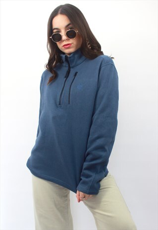 90'S RETRO BLUE 1/4 ZIP PULLOVER FLEECE