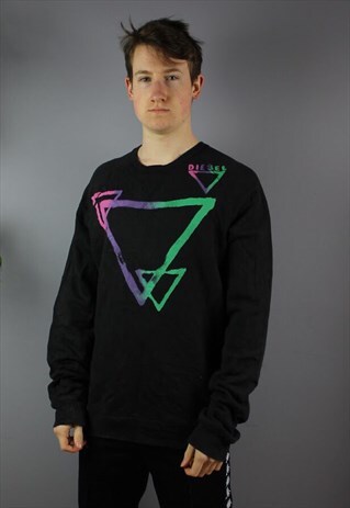 VINTAGE DIESEL SWEATSHIRT BLACK PRINTED LOGOS