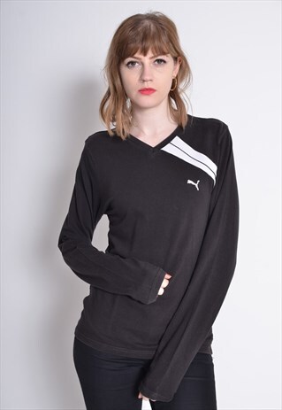 VINTAGE PUMA LONG SLEEVE T-SHIRT BLACK