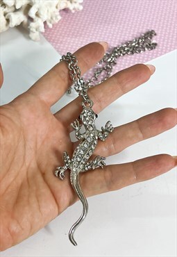 1970's Silver Lizard Statement Necklace